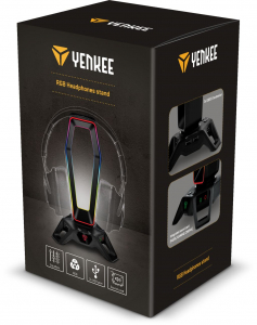 Yenkee RGB fejhallgató állvány USB hub-bal és hangkártyával (YHB 3000)